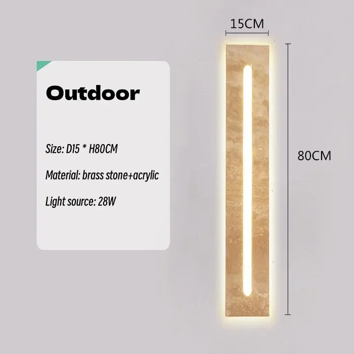 lampe murale moderne pierre naturelle texture marbrée hydrofuge ip65 85265v led 60cm 80cm beigeclair
