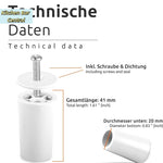 bouchons support rideau blancs lisses modernes vis fixations 41mm longueur 20mm diamètre 8pcs