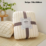 couverture polaire beige rayures hiver douce polyester coton 100x150cm 70x100cm 45x65cm confortable fixations