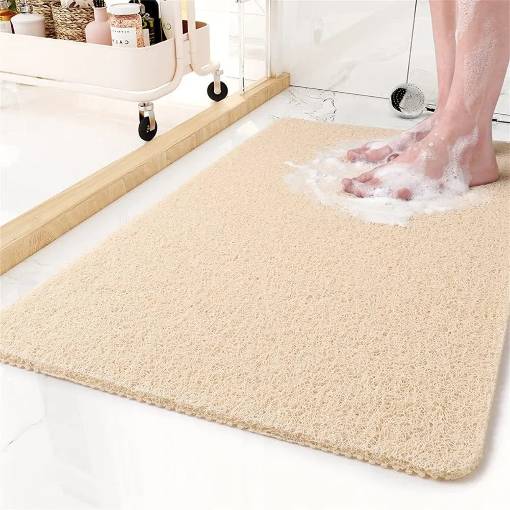 tapis bain moderne beige clair gris doux antidérapant respectueux environnement 45x75cm