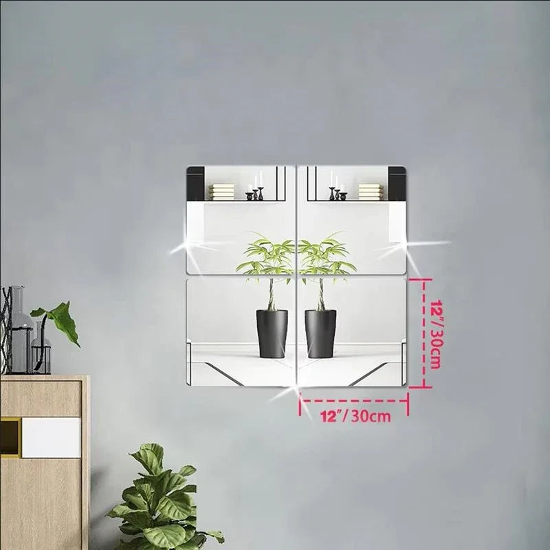 miroirs auto adhésifs modernes transparents noir blanc 20cm 30cm décoration murale pièces