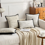 coussins carrés blanc noir rayures moderne housses jacquard polyeste décoration intérieure nordique fixations