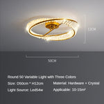 plafonnier moderne élégant doré transparent cristaux led 50cm 60cm 80cm dimmable