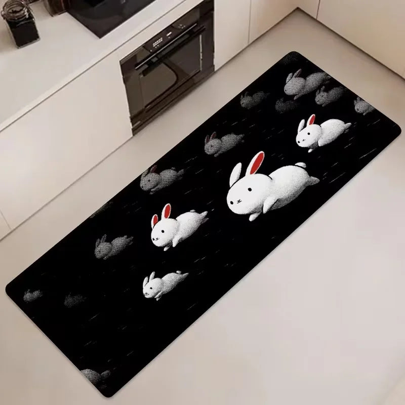 tapis sol vaches animées cartoon moderne polypropylène polyester blanc orange gris