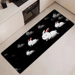 tapis sol vaches animées cartoon moderne polypropylène polyester blanc orange gris