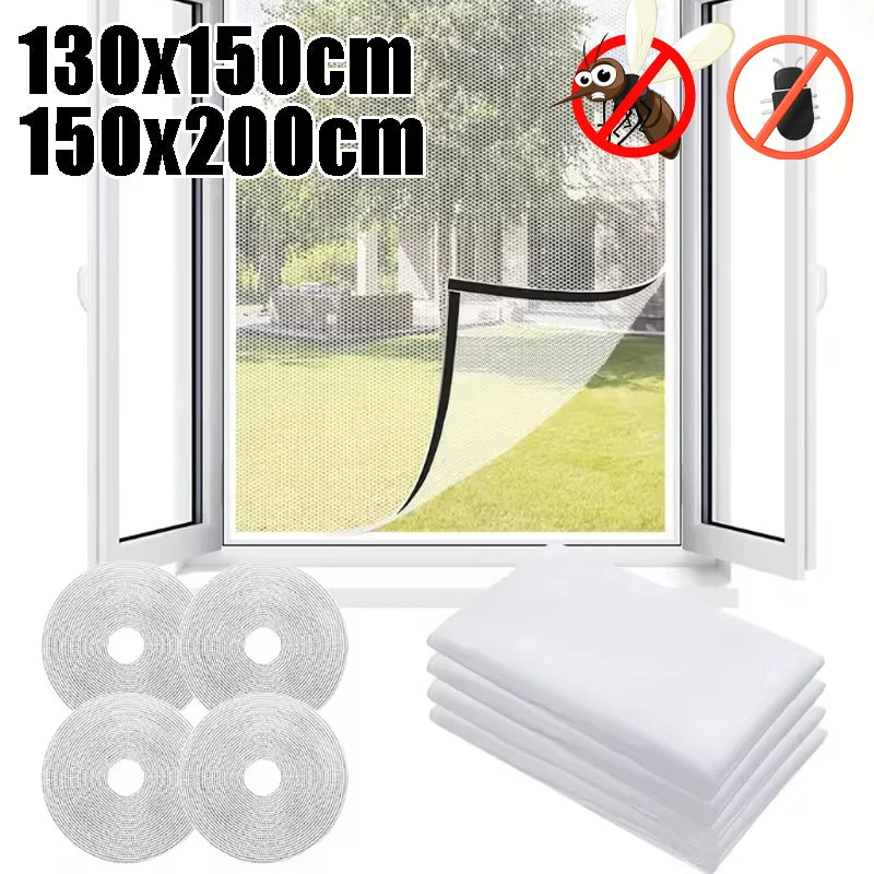 filet anti moustiques blanc polyester adhésif moderne durable fenetre 130x150cm