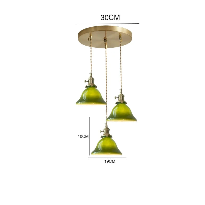 lampe suspendue vintage vert ombre matériau pierre verre 25cm ajustable 200cm autonomie e27
