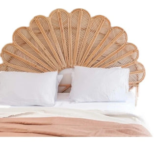 Tête de lit double en rotin tissé nordique vert armée, décoration arrière de lit élégante pour chambre