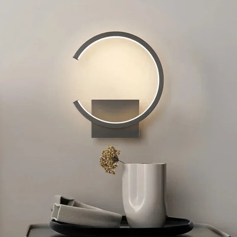 lampe murale moderne or blanc rond éclairage quotidien contemporain fixée mur trichromatique dimmable