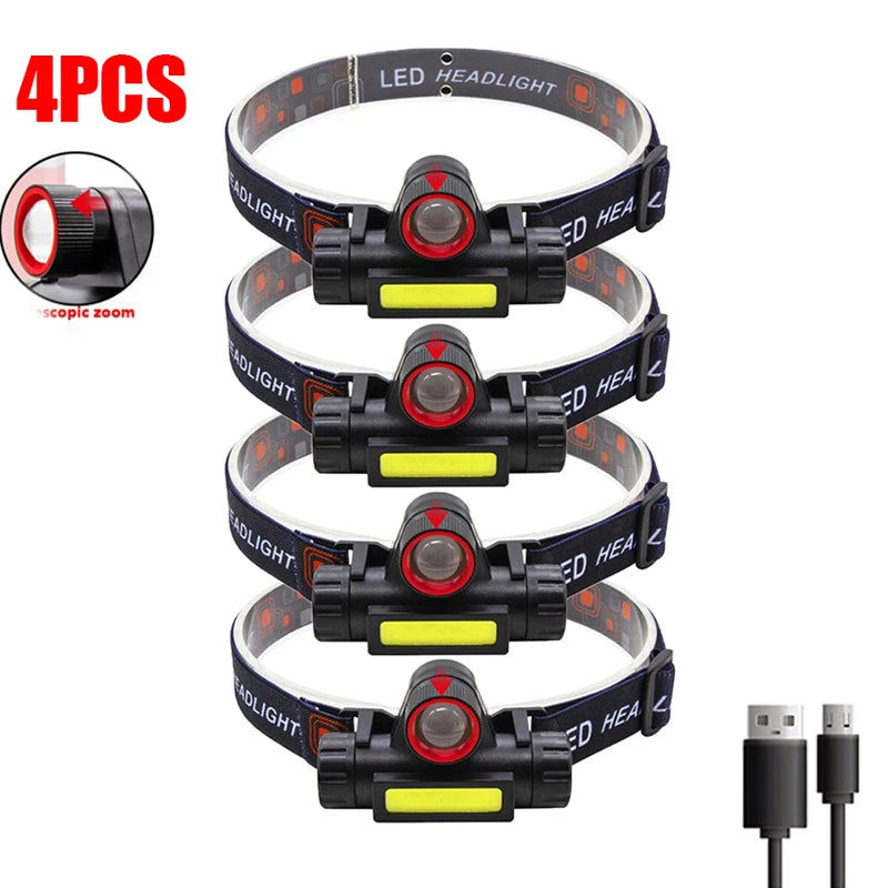 lampe frontale led noire geometrique moderne ceinture ajustable cable usb rechargeable camping running