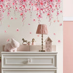 sticker mural rose fleurs cerisier adhésif décoration intérieure floral papillons chambre salon