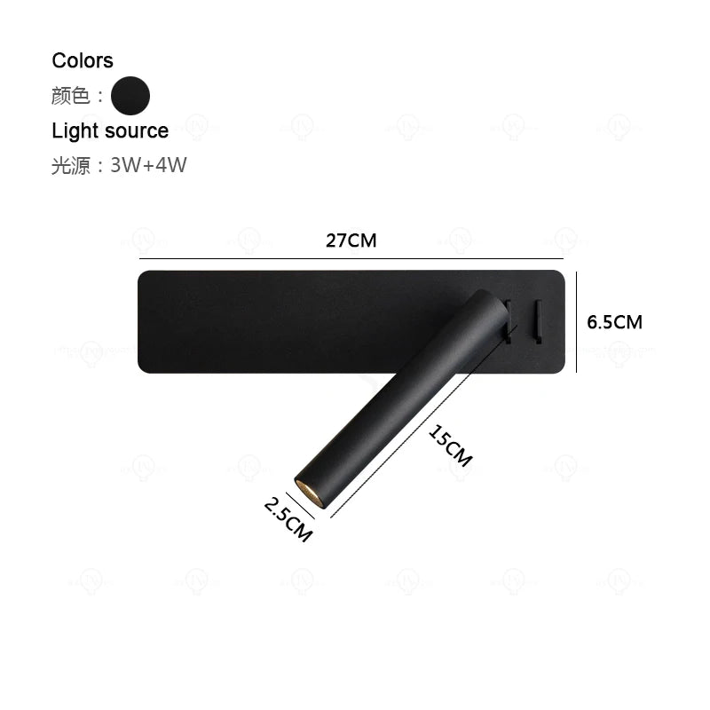 lampe murale moderne rotative bras articulé blanc led minimaliste fixée mur