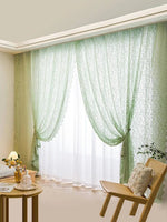 rideau vert pastel broderie florale semi transparent classique clips fenêtre 140cm 145cm 200cm 260cm