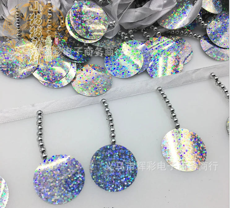 ruban decoratif sequins brillants fleurs artificielles bleu rouge noir or rose 10 yards opacite