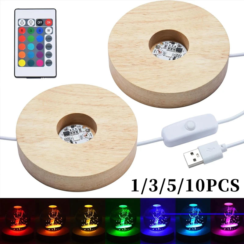 lampe led base bois texture moderne câble usb interrupteur multicolore