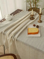 nappe table rectangulaire tissage apparent franges pompons rustique bohème printemps été automne hiver