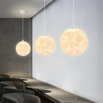 Suspension lumineuse moderne imprimée lunaire blanc beige tringle led 220v