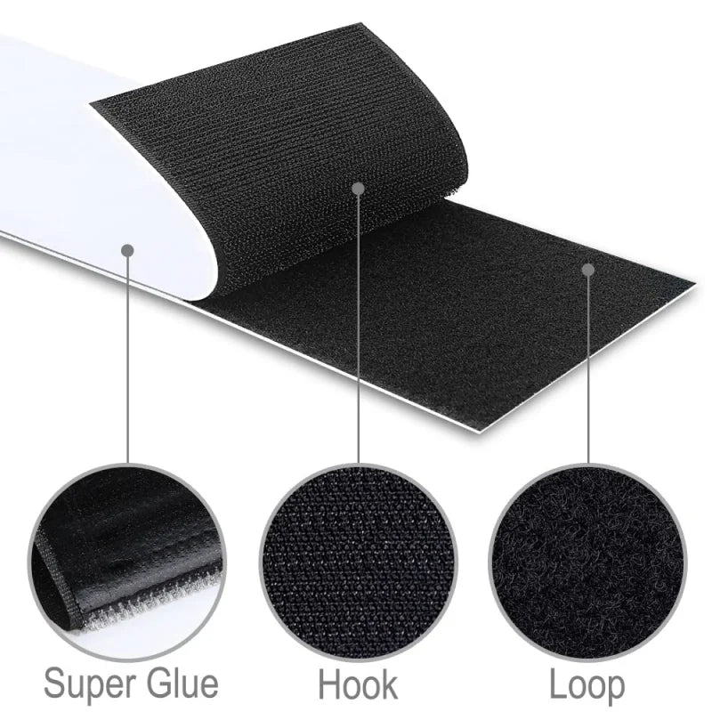 rubans adhésifs double face noirs blancs texture tissée moderne fixation tapis canapé intérieur 10cm