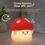 veilleuse nuit forme champignon rouge blanche capteur tactile rechargeable mignon cartoon chambre enfant