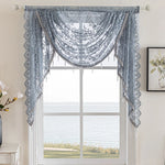 rideau voilé dentelle fleur romantique chambre maison noir blanc gris translucide tringle rideau