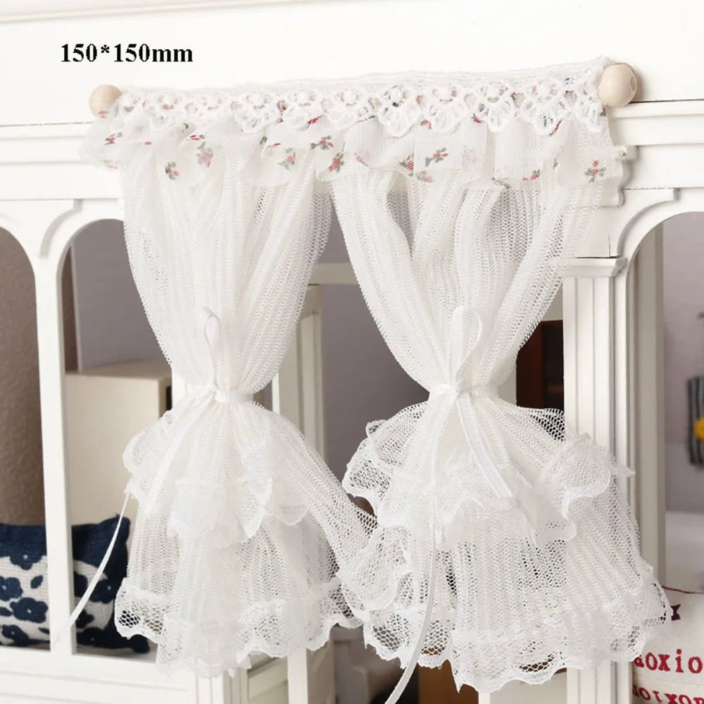 rideaux blancs fleurés dentelle vintage opaques transparents animaux nature maison poupée romantique