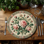 napperons floraux vintage lavables table rose vert feuilles motif classique pièces 38x38cm