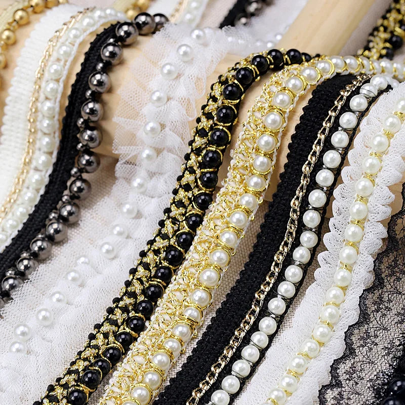 bracelet dentelle blanc noir doré élégant chic mariage fête artisanat couture
