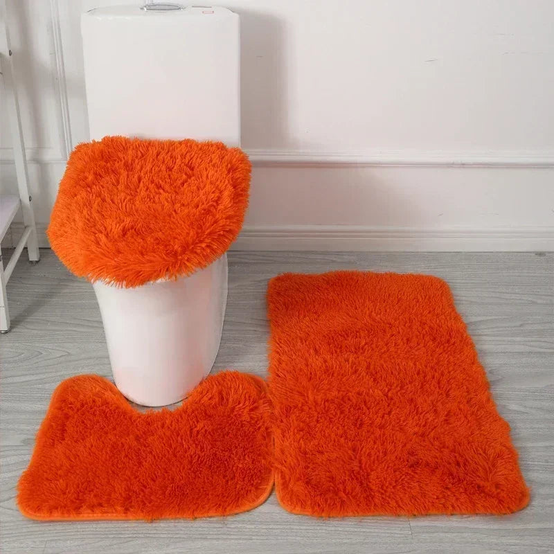 ensemble tapis salle bain pièces beige clair peluche douce antidérapant moderne absorbant