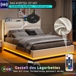 Lit coffre noir avec ambiance lumineuse LED pour soirée relaxante