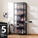présentoir rangement étagère vitrée moderne noir transparent compartiments 120L capacité