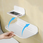 support rangement pliable étagère murale adhésive sans perçage blanc moderne salle bain téléphone boîte
