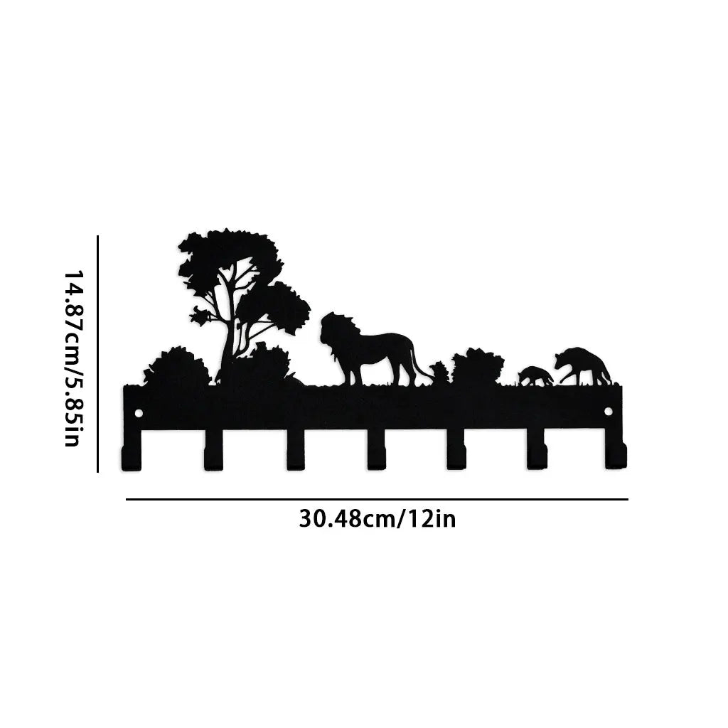 porte sacs mural moderne animaux silhouettes noir sacs accessoires cuisine serviettes brosse éponge