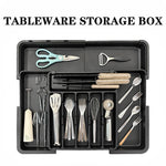 organisateur tiroir rangement cuisine moderne couverts vaisselle ustensiles extensible noir argenté