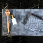 tapis coton absorbant bleu gris moderne bain salle bains noël rayures vertical 50x80cm