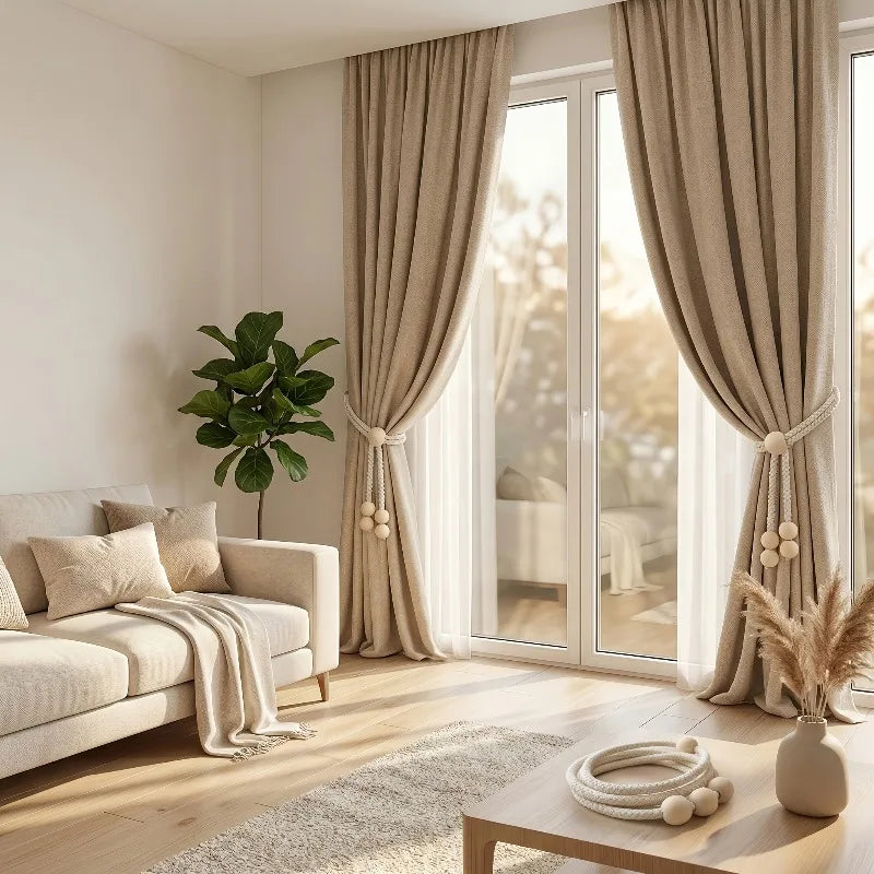 corde rideau tressée bois moderne salon chambre accessoire volet polonais opacité beigeclair fixations