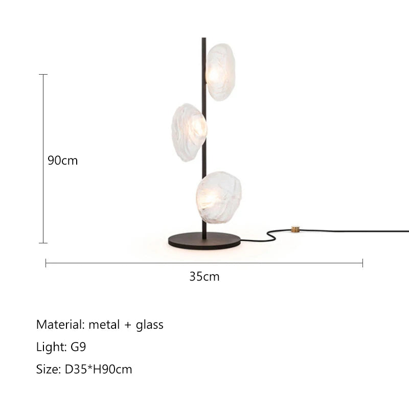 lampe sol moderne verre translucide noir blanc beige intérieur chambre salonhôtel