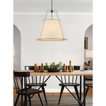 Suspension lumineuse moderne conique blanche dorée haut bas tissu opaque e27