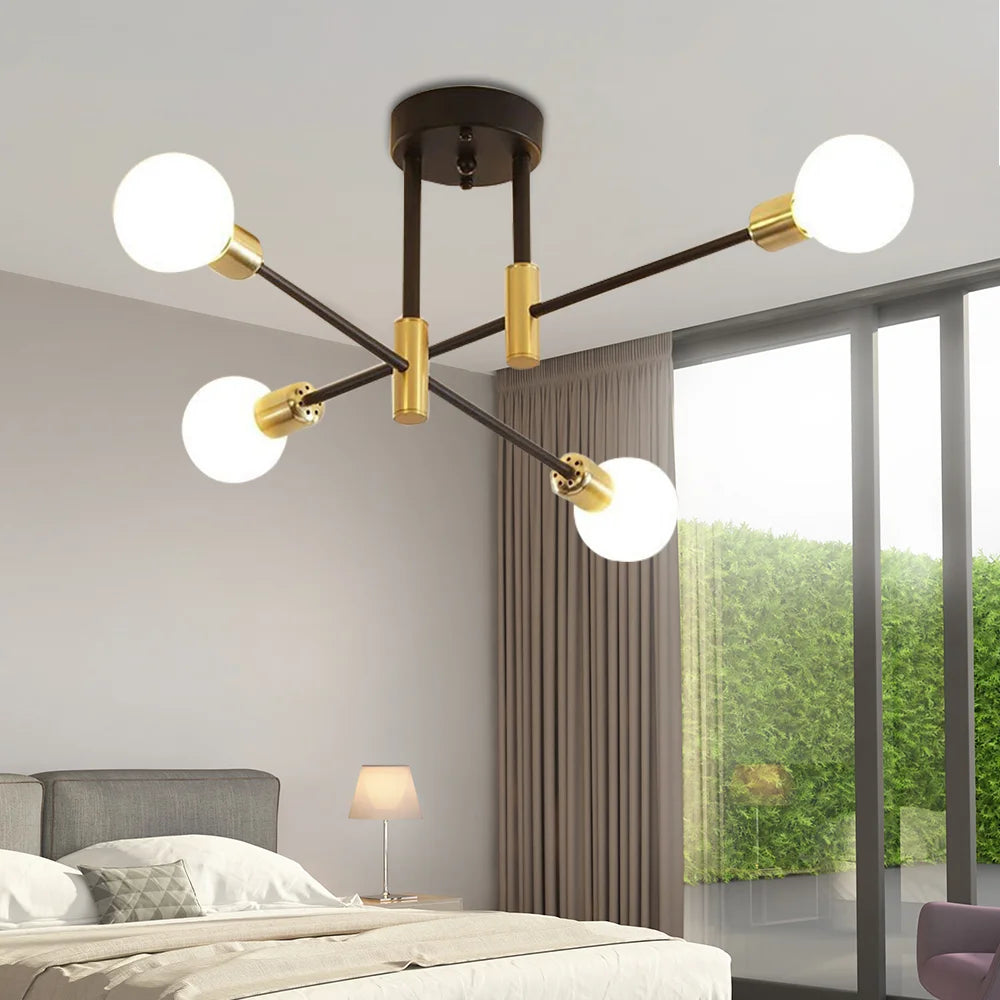 luminaire suspendu moderne noir doré ampoules sphériques géométrique chic sans source lumineuse
