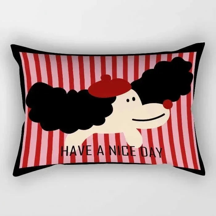 taies d'oreiller kawaii rayées chats chiens moderne enfants chambre decoration maison 30x50cm 40x60cm 50x70cm