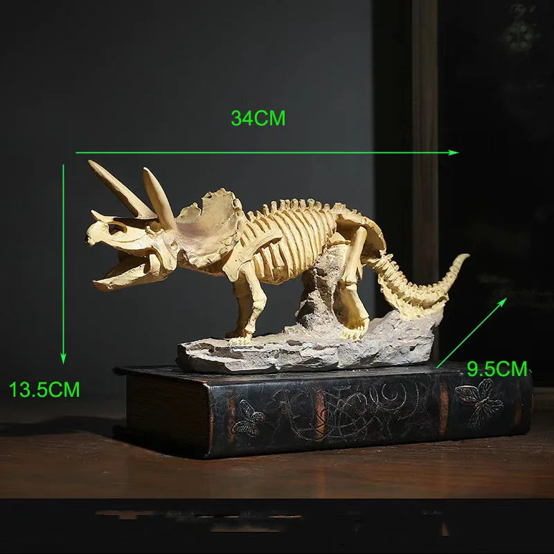 squelette dinosaure résine décor maison salle gris marron clair os roche tringle noire réaliste