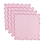 lot serviettes table coton fleurs bordure dentelée rose vert bleu