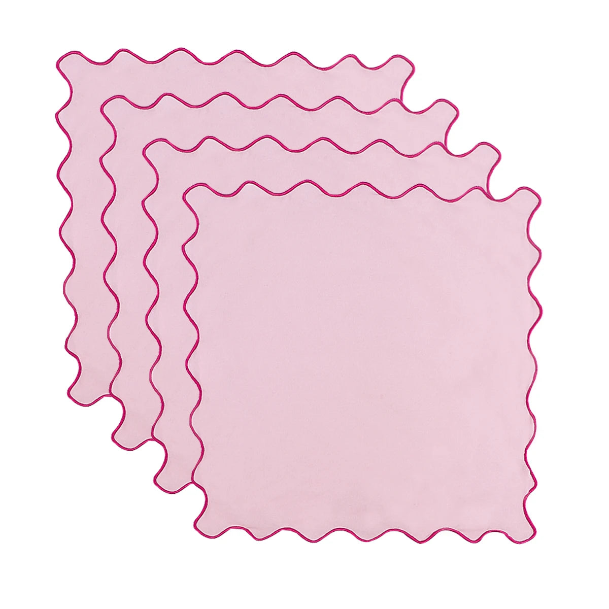 lot serviettes table coton fleurs bordure dentelée rose vert bleu