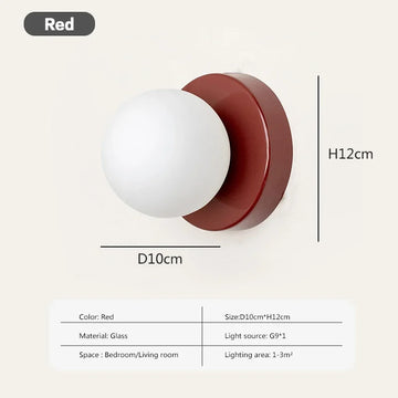 applique murale moderne sphère translucide vert olive beige rose rouge noir