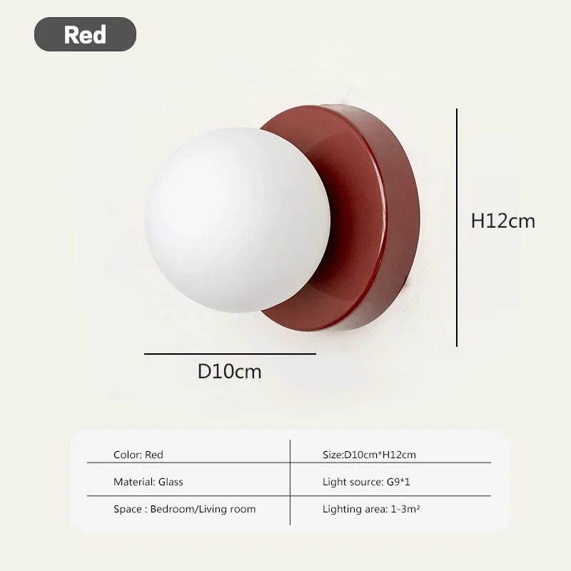 applique murale moderne sphère translucide vert olive beige rose rouge noir