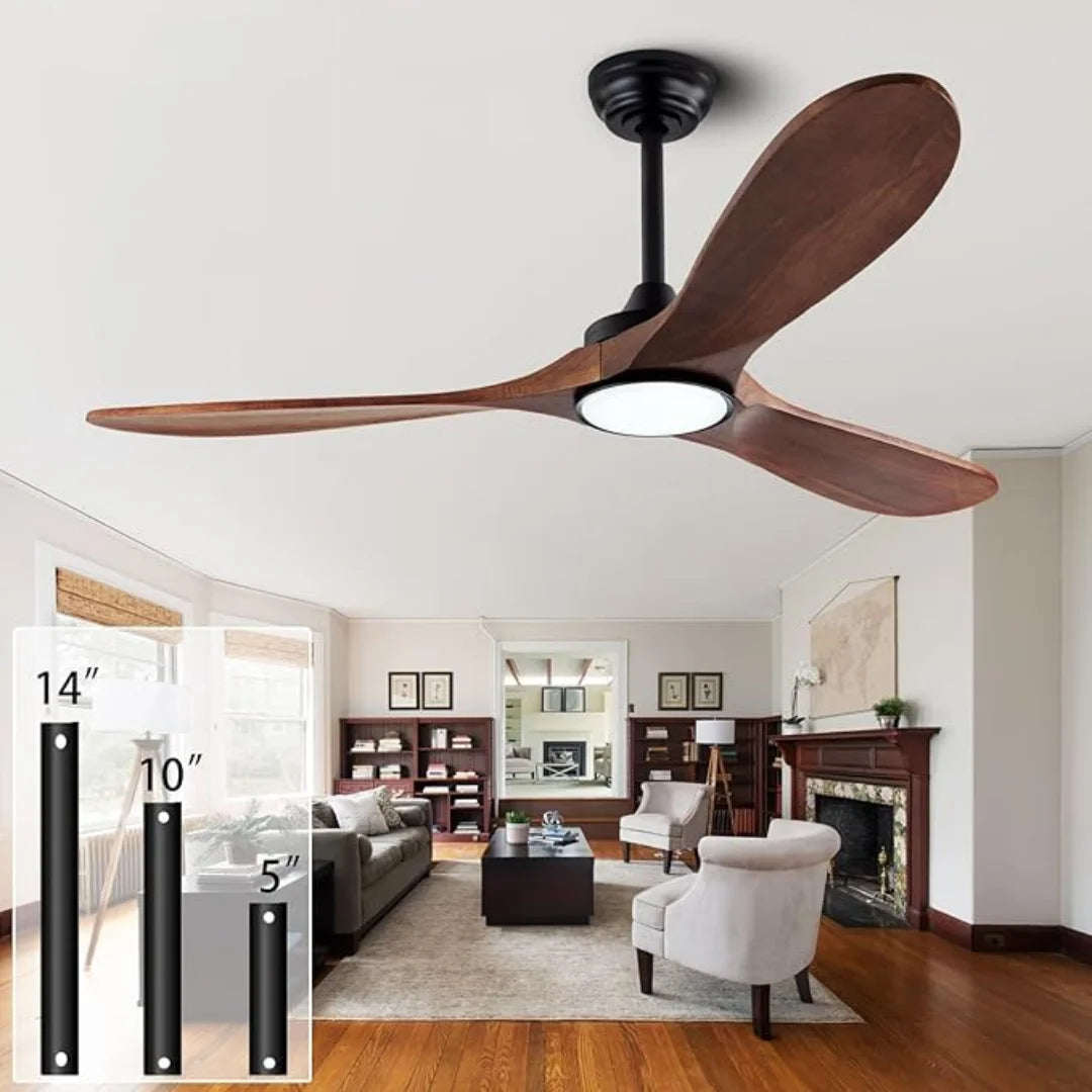 ventilateur moderne 52 pouces bois lampe intégrée télécommande led certifications ul ccc