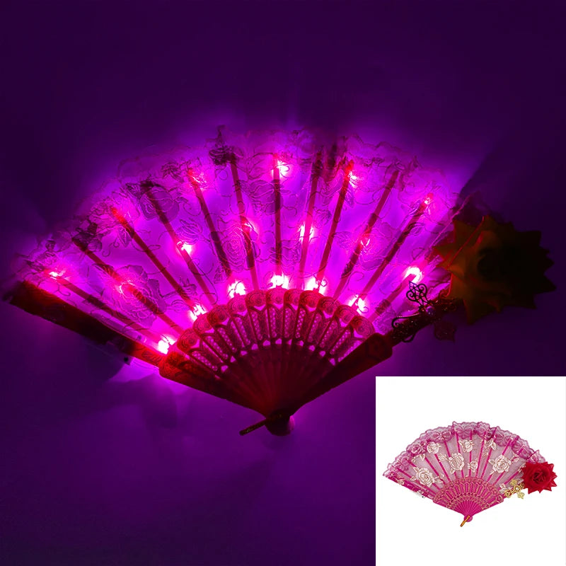 éventails lumineux dentelle roses brodées clips transparents classiques filles femmes