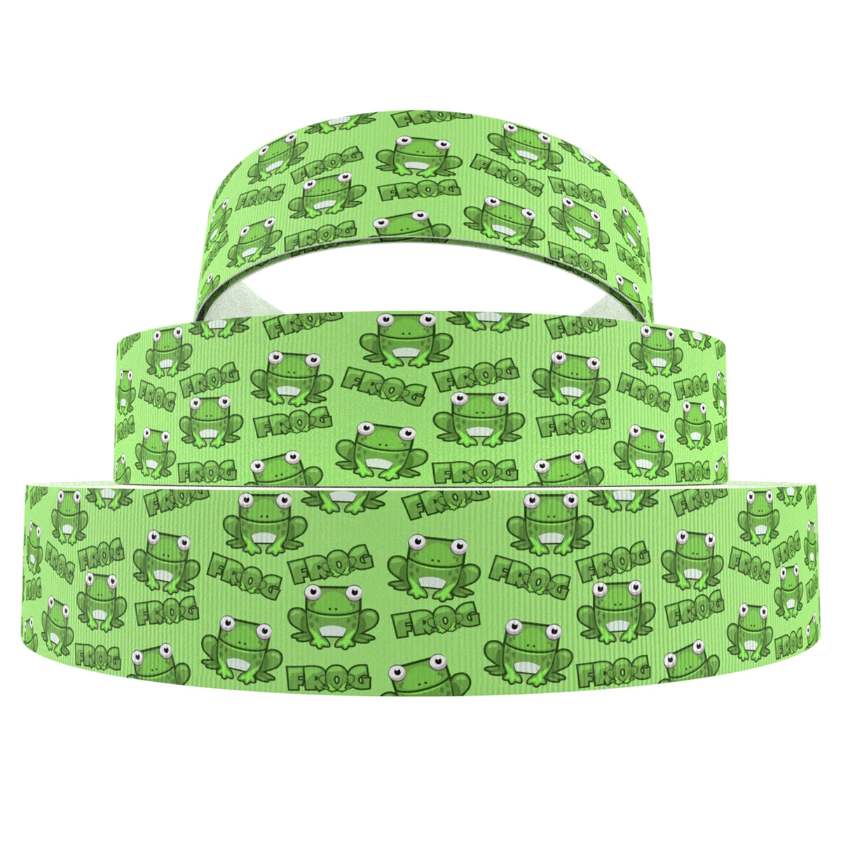 ruban gros grain polyester grenouille animaux fleurs coeurs vert bleu blanc imprimé emballage cadeaux