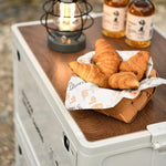 boîte rangement camping blanc bois pratique moderne empilable poignées grande capacité servant