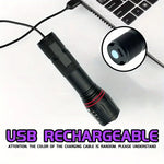 lampe torche uv rechargeable 395nm noir texturé modernes modes lumineux haut bas clignotant