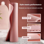 tapis yoga rose noir contemporain 90cm largeur 20mm épais lignes horizontales relief minimaliste
